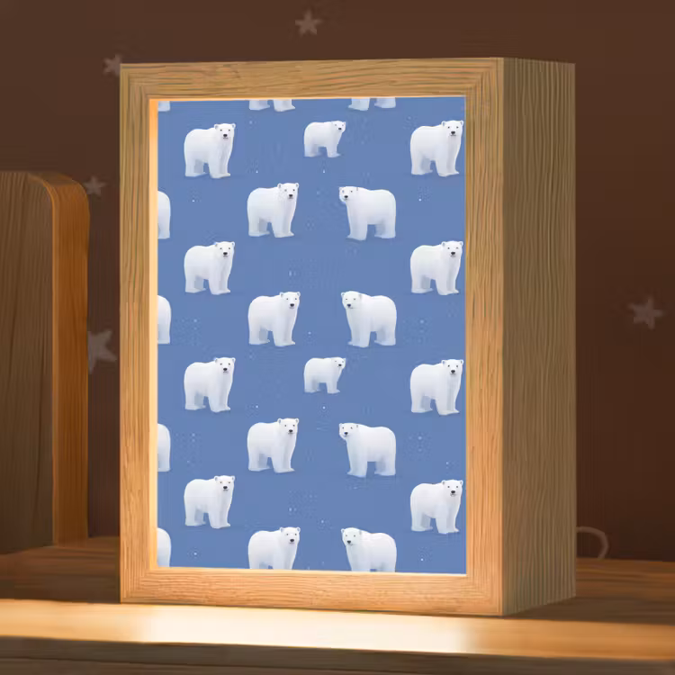 IJsbeer - Patroon - Blauw Light Box met kabel (Kinderlampje) klein 904 -zzz_3d_website