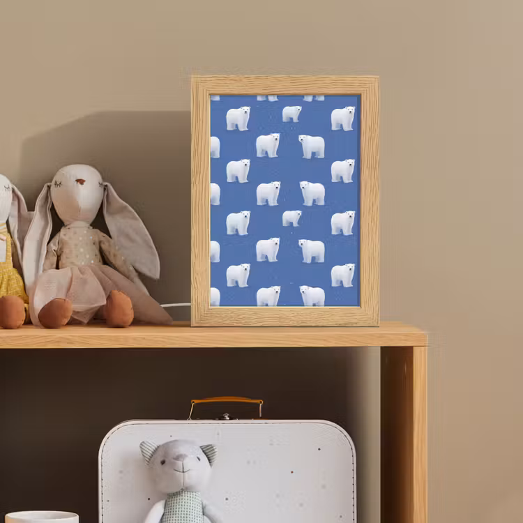 IJsbeer - Patroon - Blauw Light Box met kabel (Kinderlampje) klein 904 -sfeer2_kind