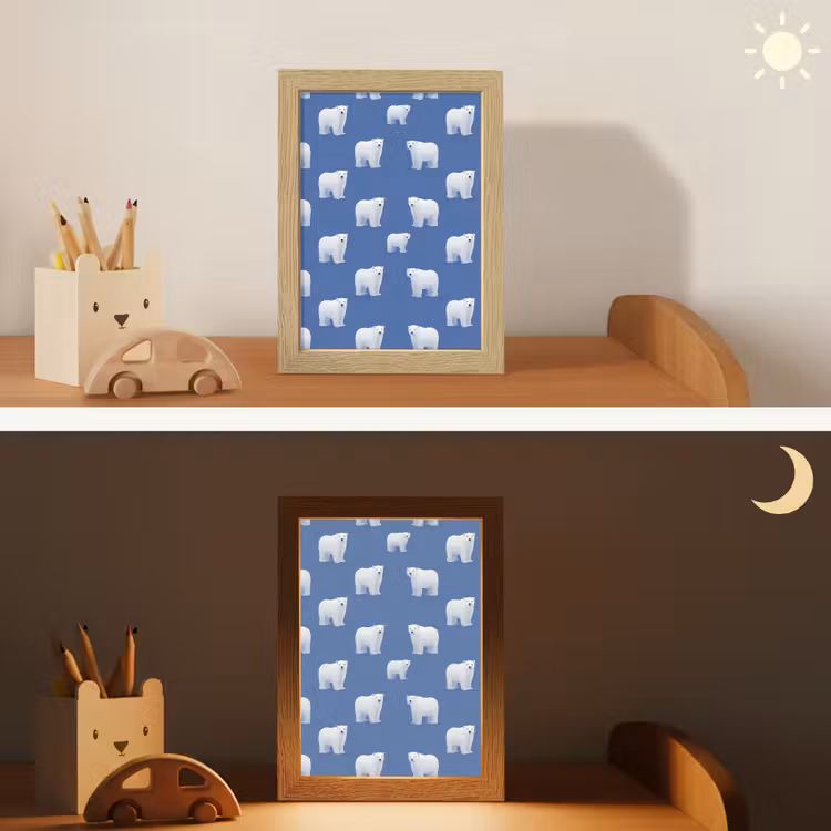 IJsbeer - Patroon - Blauw Light Box met kabel (Kinderlampje) klein 904 -sfeer3_kind