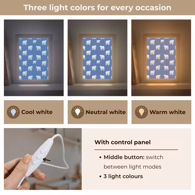 IJsbeer - Patroon - Blauw Light Box met kabel (Kinderlampje) klein 904 -USP_lichtkleurEN