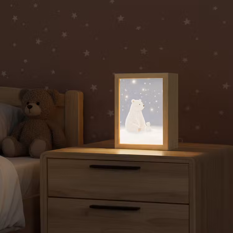 Ijsbeer - Sneeuw - Sterren - Blauw Light Box met kabel klein -sfeer1_kind