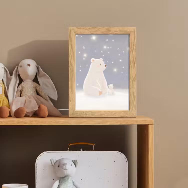 Ijsbeer - Sneeuw - Sterren - Blauw Light Box met kabel klein -sfeer2_kind
