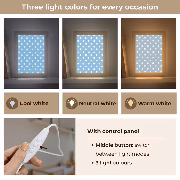 Polka - Dots - Blauw Light Box met kabel (Kinderlampje) klein 904 -USP_lichtkleurEN