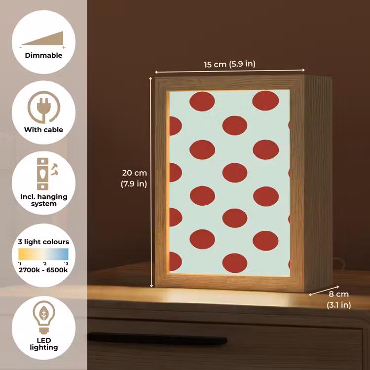 Polka - Dots - Rood Light Box met kabel (Kinderlampje) klein 904 -USP_EN