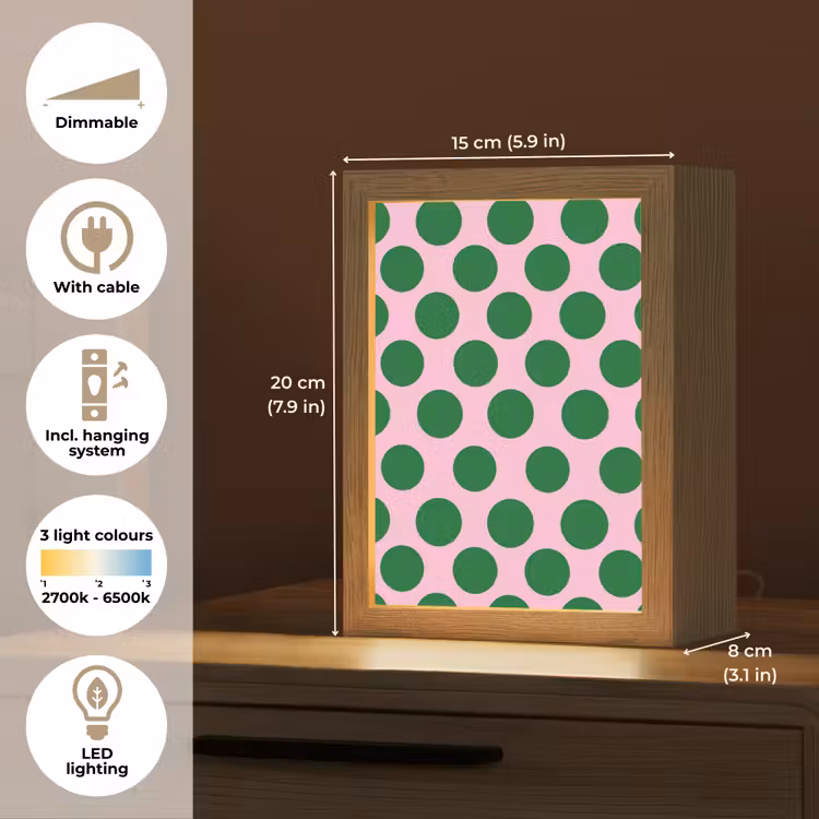 Polkadots - Patroon - Groen Light Box met kabel (Kinderlampje) klein 904 -USP_EN