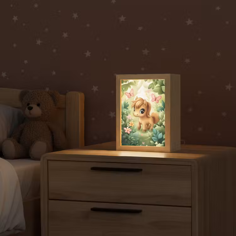 Pony - Bruin - Cartoon - Vlinders Light Box met kabel klein -sfeer1_kind