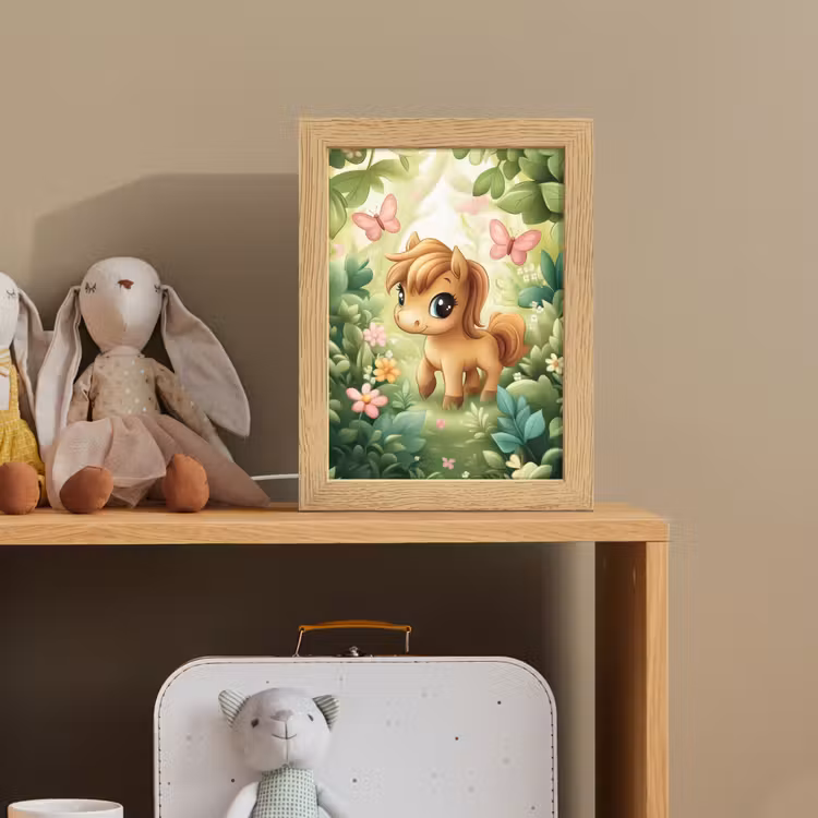 Pony - Bruin - Cartoon - Vlinders Light Box met kabel klein -sfeer2_kind