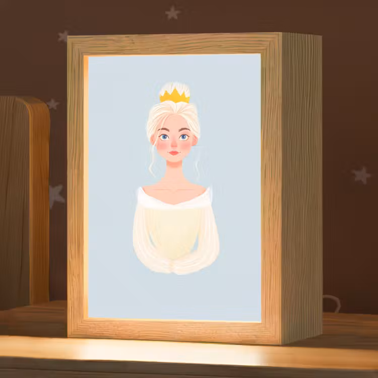 Prinses - Kroon - Blauw Light Box met kabel klein -zzz_3d_website
