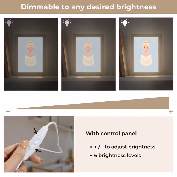 Prinses - Kroon - Blauw Light Box met kabel (Kinderlampje) klein -USP_dimbaarEN