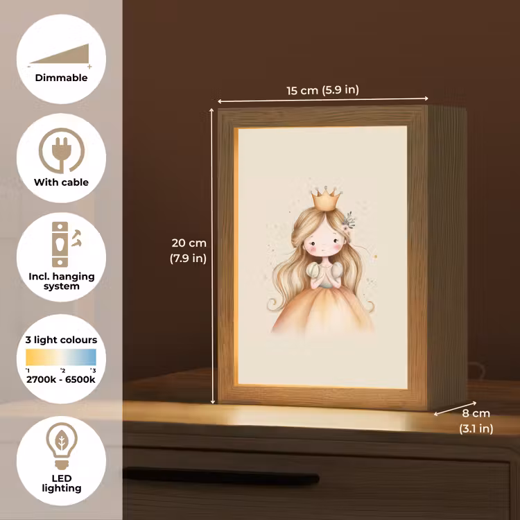 Prinses - Kroon - Goud Light Box met kabel (Kinderlampje) klein -USP_EN