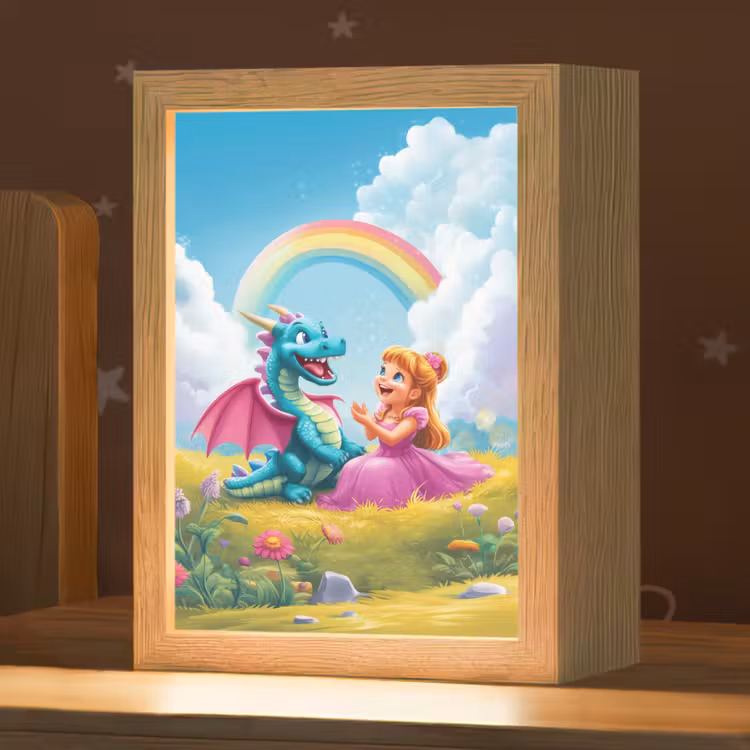 Prinses - Draak - Regenboog Light Box met kabel klein -zzz_3d_website