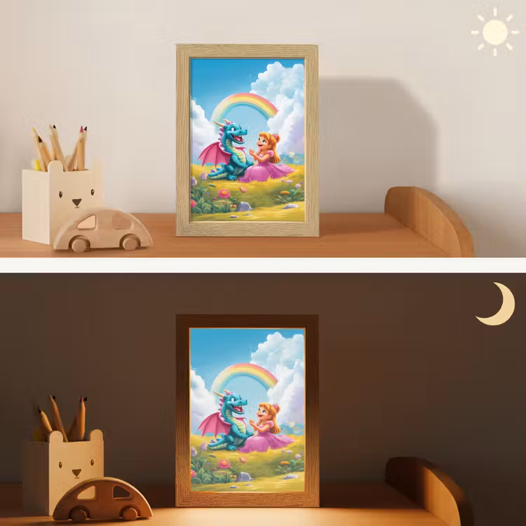 Prinses - Draak - Regenboog Light Box met kabel klein -sfeer3_kind