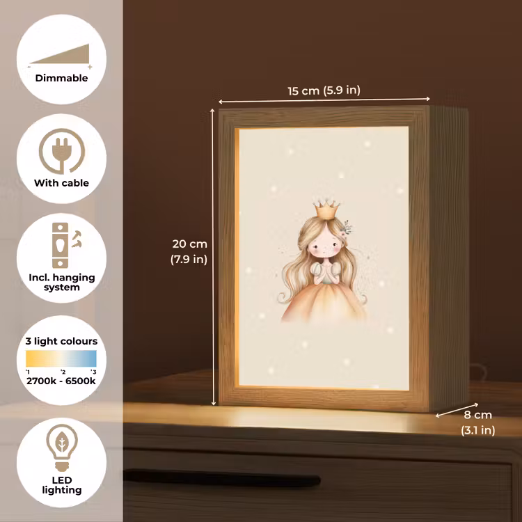 Prinses - Goud - Stippen Light Box met kabel (Kinderlampje) klein -USP_EN