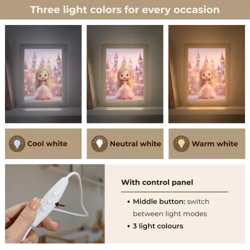 Prinses - Roze - Kasteel Light Box met kabel (Kinderlampje) klein -USP_lichtkleurEN
