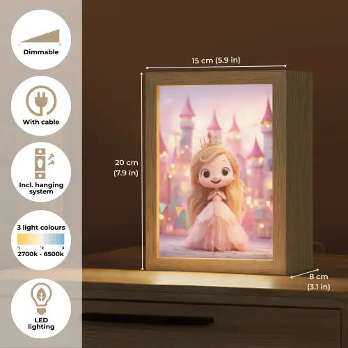 Prinses - Roze - Kasteel Light Box met kabel (Kinderlampje) klein -USP_EN