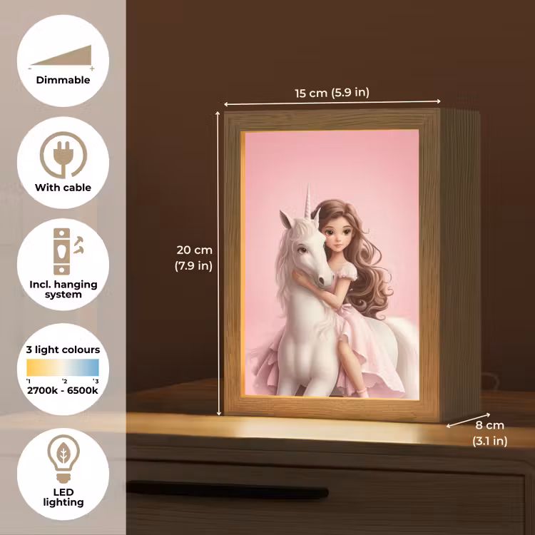 Prinses - Roze - Eenhoorn Light Box met kabel (Kinderlampje) klein -USP_EN