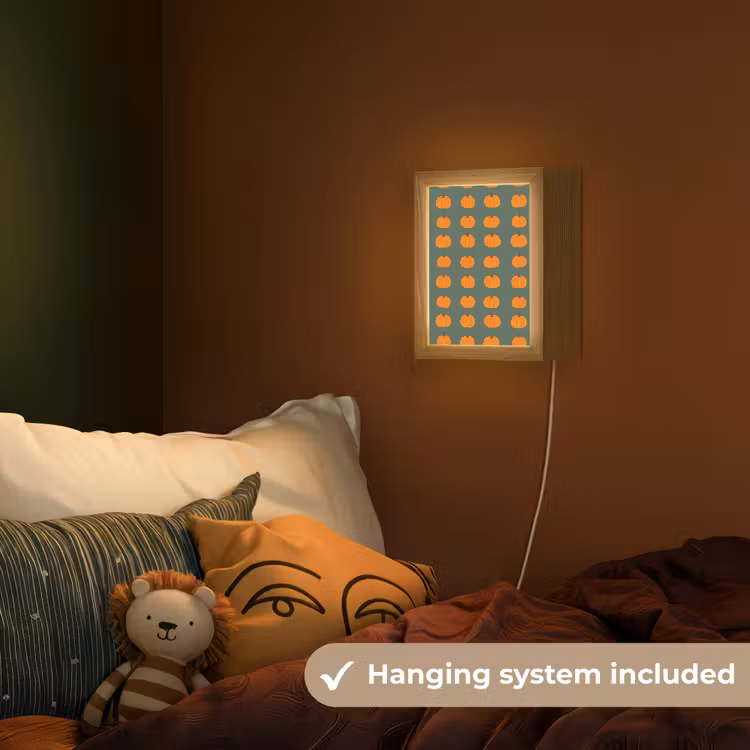 Pompoen - Patroon - Oranje Light Box met kabel (Kinderlampje) klein 904 -sfeer5_kind_EN