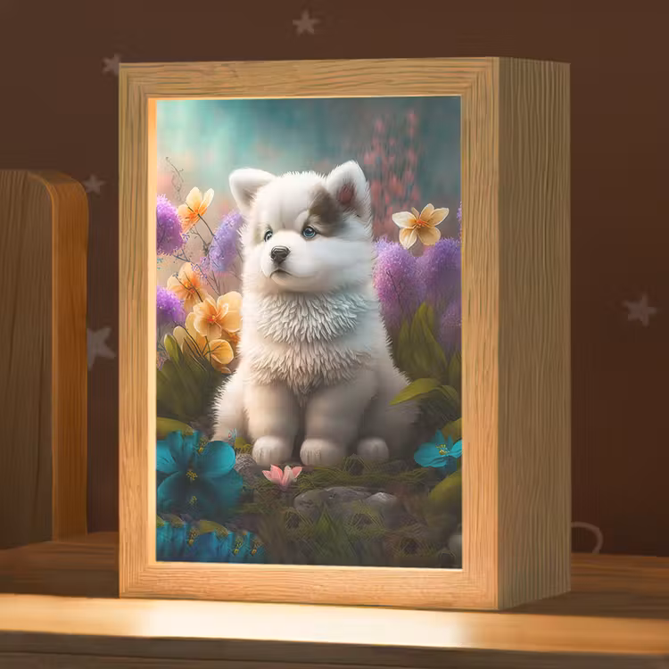 Puppy - Bloemen - Planten - Natuur - Husky Light Box met kabel klein -zzz_3d_website