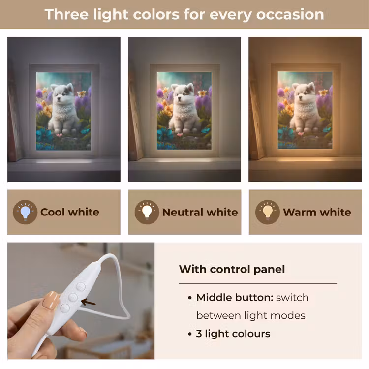 Puppy - Bloemen - Planten - Natuur - Husky Light Box met kabel (Kinderlampje) klein -USP_lichtkleurEN