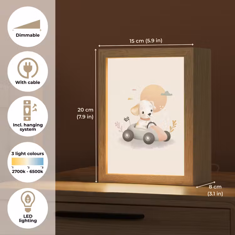 Puppy - Raceauto - Oranje Light Box met kabel (Kinderlampje) klein -USP_EN
