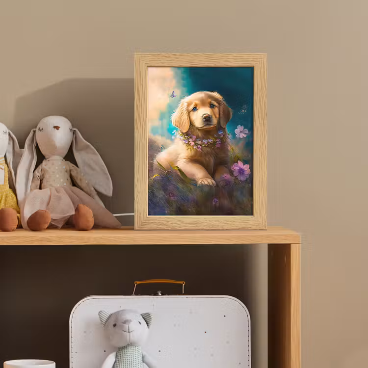 Puppy - Bloemenkrans - Vlinder - Hond - Golden retriever Light Box met kabel klein -sfeer2_kind