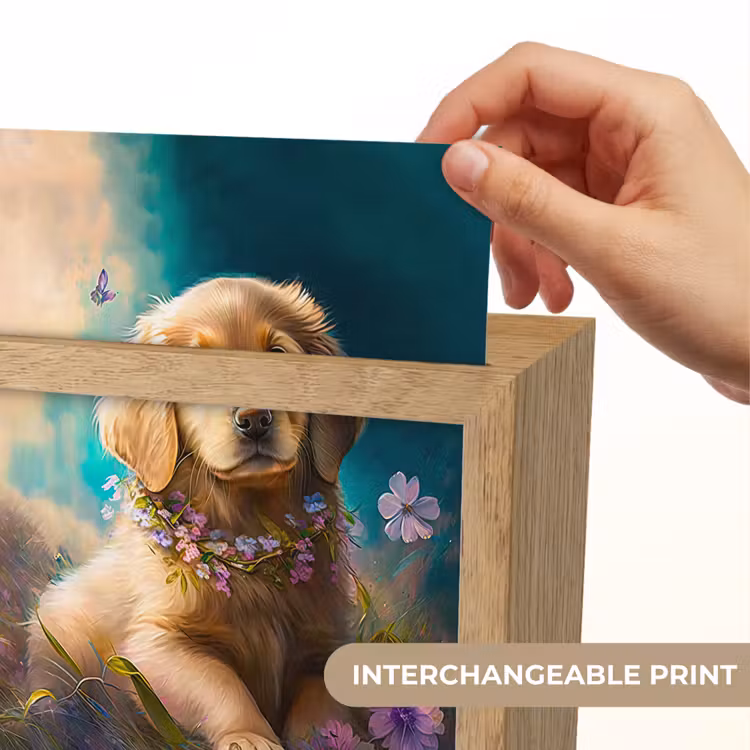 Puppy - Bloemenkrans - Vlinder - Hond - Golden retriever Light Box met kabel (Kinderlampje) klein -USP_websiteprintEN