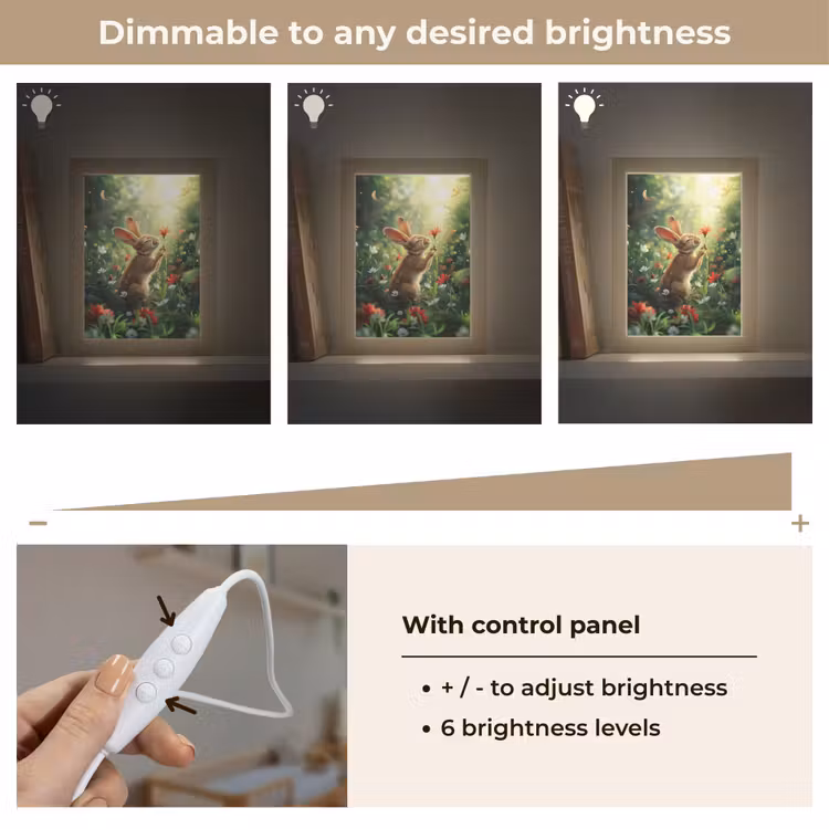 Konijn - Dieren - Bloemen - Natuur Light Box met kabel (Kinderlampje) klein -USP_dimbaarEN