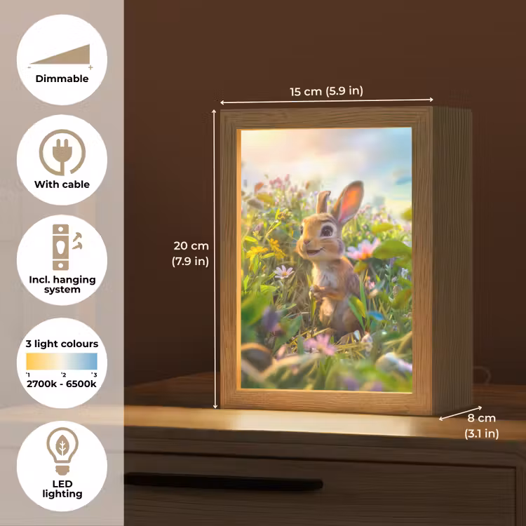 Konijn - Dieren - Natuur Light Box met kabel (Kinderlampje) klein -USP_EN