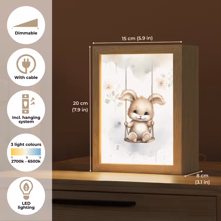 Konijn - Baby dier - Kinderen Light Box met kabel (Kinderlampje) klein -USP_EN
