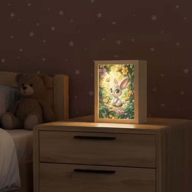 Konijn - Bos - Vlinders - Cartoon Light Box met kabel klein -sfeer1_kind