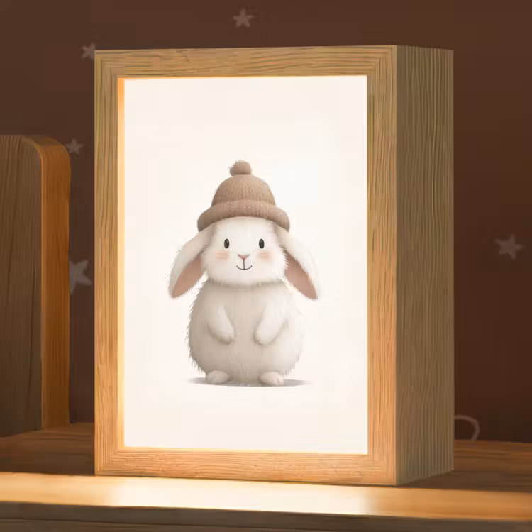 Konijn - Muts - Oren - Beige Light Box met kabel klein -zzz_3d_website