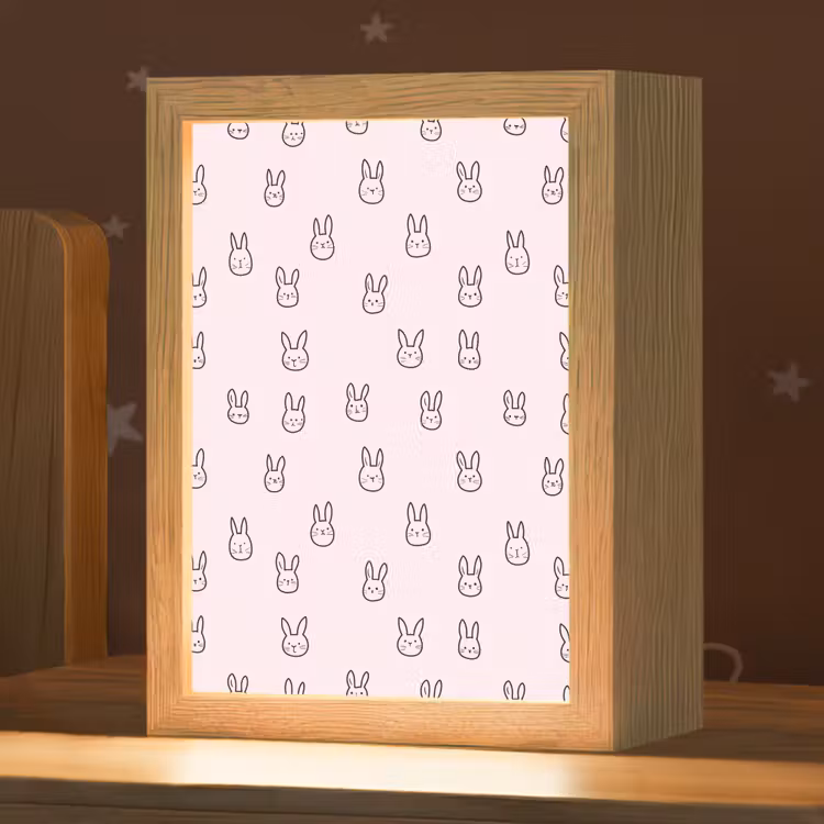 Konijnen - Minimalistisch - Roze Light Box met kabel (Kinderlampje) klein 904 -zzz_3d_website