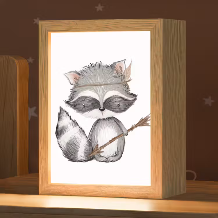 Wasbeer - Dier - Bosdieren Light Box met kabel klein -zzz_3d_website