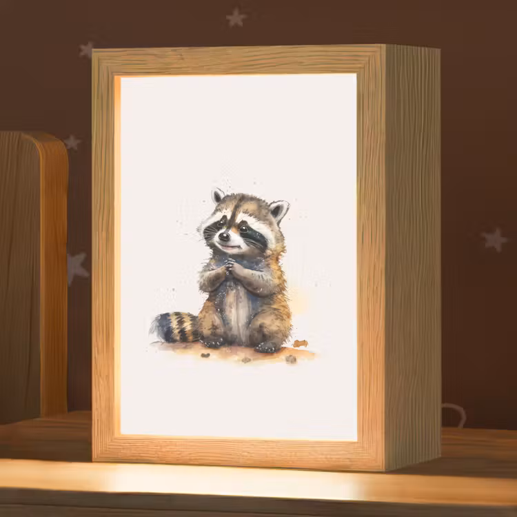 Wasbeer - Waterverf - Kleuren - Dieren - Kids Light Box met kabel klein -zzz_3d_website