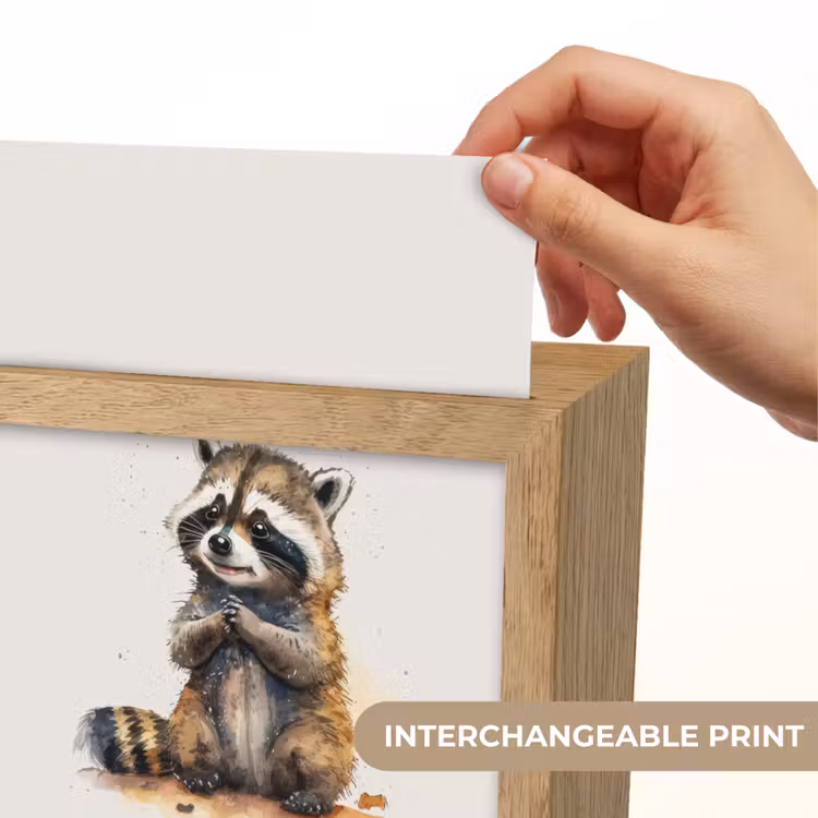Wasbeer - Waterverf - Kleuren - Dieren - Kids Light Box met kabel (Kinderlampje) klein -USP_websiteprintEN