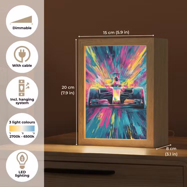 Raceauto - Abstract - Strepen - Blauw Light Box met kabel (Kinderlampje) klein -USP_EN