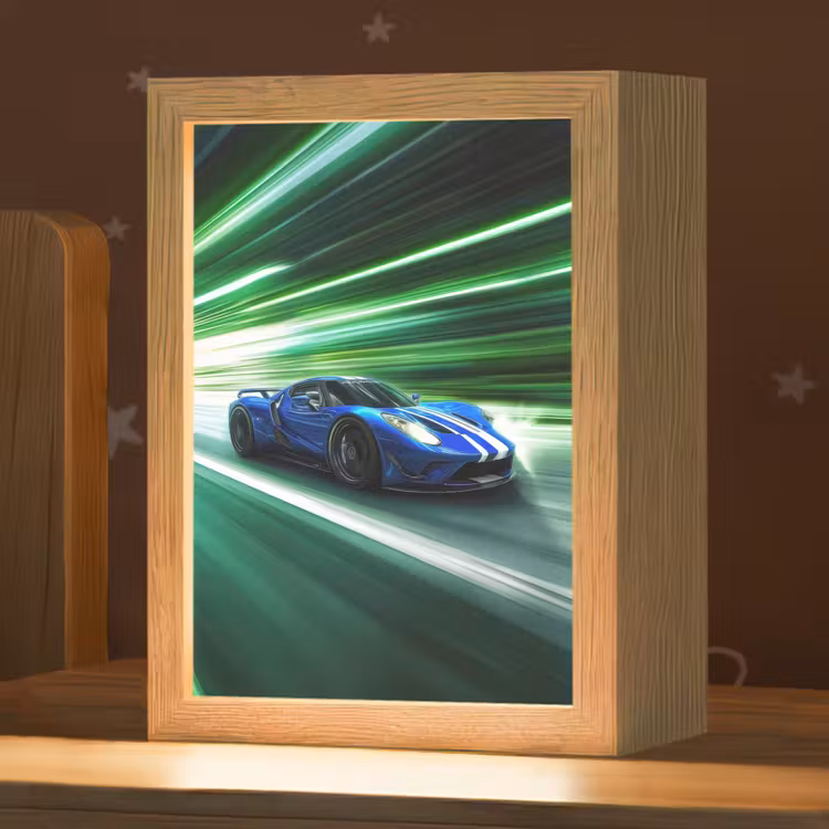 Race auto - Blauw - Groen Light Box met kabel klein -zzz_3d_website