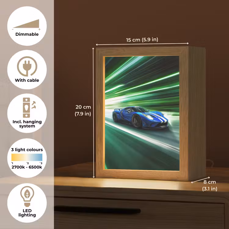 Race auto - Blauw - Groen Light Box met kabel (Kinderlampje) klein -USP_EN