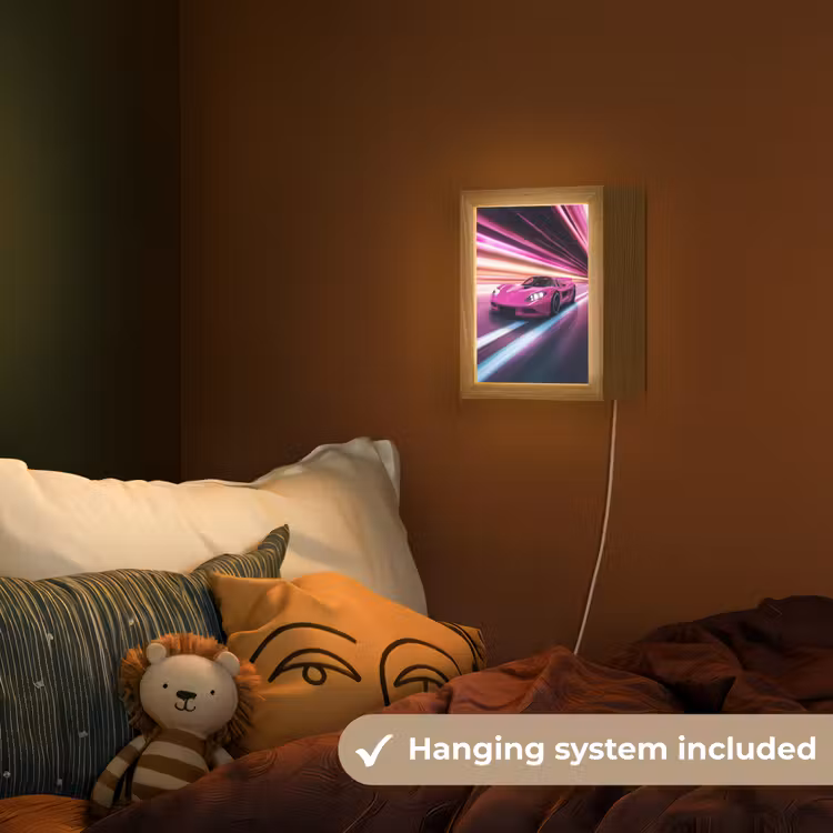 Raceauto - Roze - Neon Light Box met kabel (Kinderlampje) klein -sfeer5_kind_EN