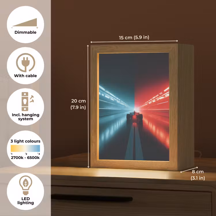 Raceauto - Rood - Blauw - Snelheid Light Box met kabel (Kinderlampje) klein -USP_EN