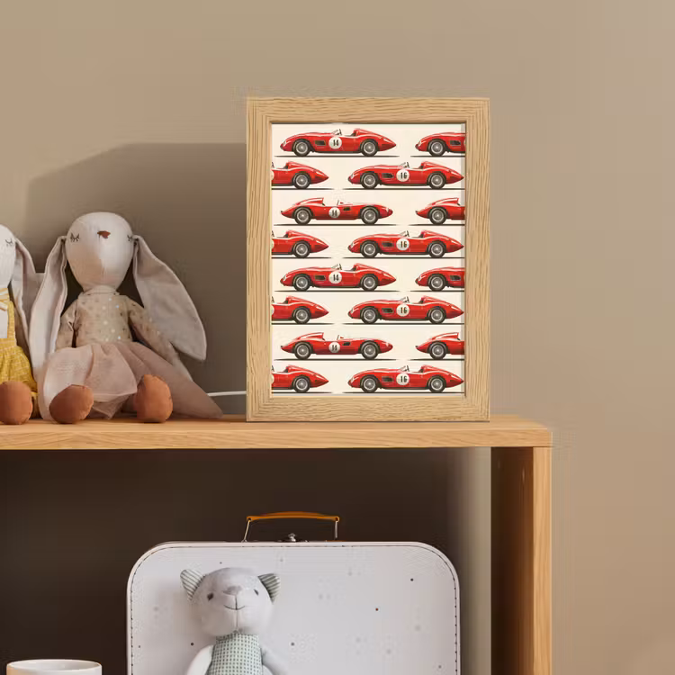 Raceauto - Retro - Rood Light Box met kabel (Kinderlampje) klein 904 -sfeer2_kind