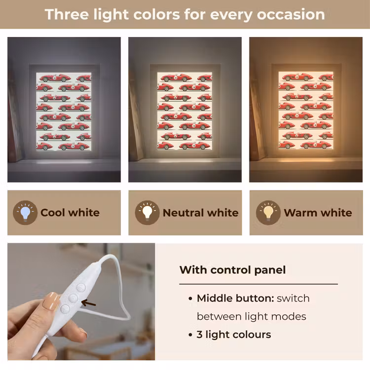 Raceauto - Retro - Rood Light Box met kabel (Kinderlampje) klein 904 -USP_lichtkleurEN