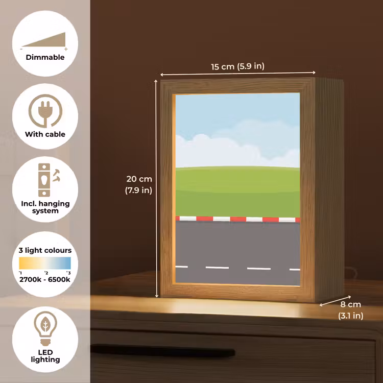 Racebaan - Illustratie - Sport - Kleurrijk Light Box met kabel (Kinderlampje) klein -USP_EN