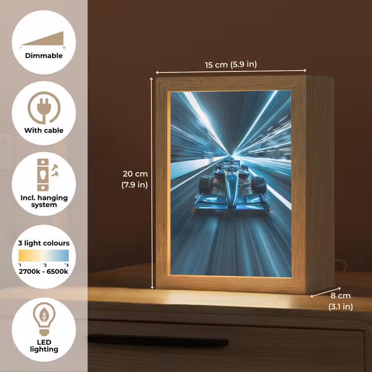 Race - Auto - Formule 1 - Jongens - Blauw Light Box met kabel (Kinderlampje) klein -USP_EN