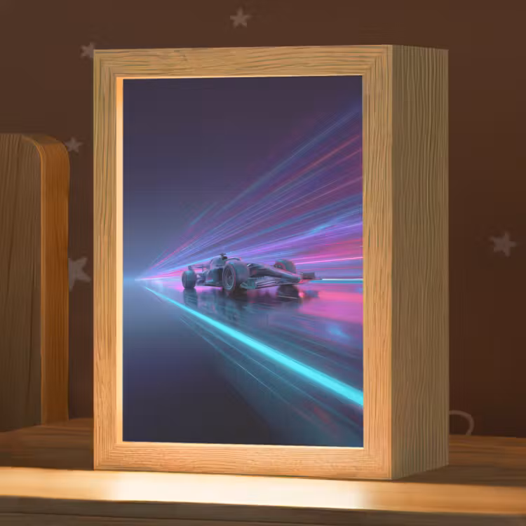 Racewagen - Neon - Snelheid - Paars Light Box met kabel klein -zzz_3d_website