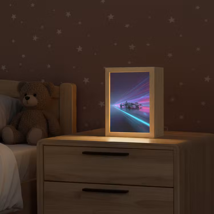 Racewagen - Neon - Snelheid - Paars Light Box met kabel klein -sfeer1_kind