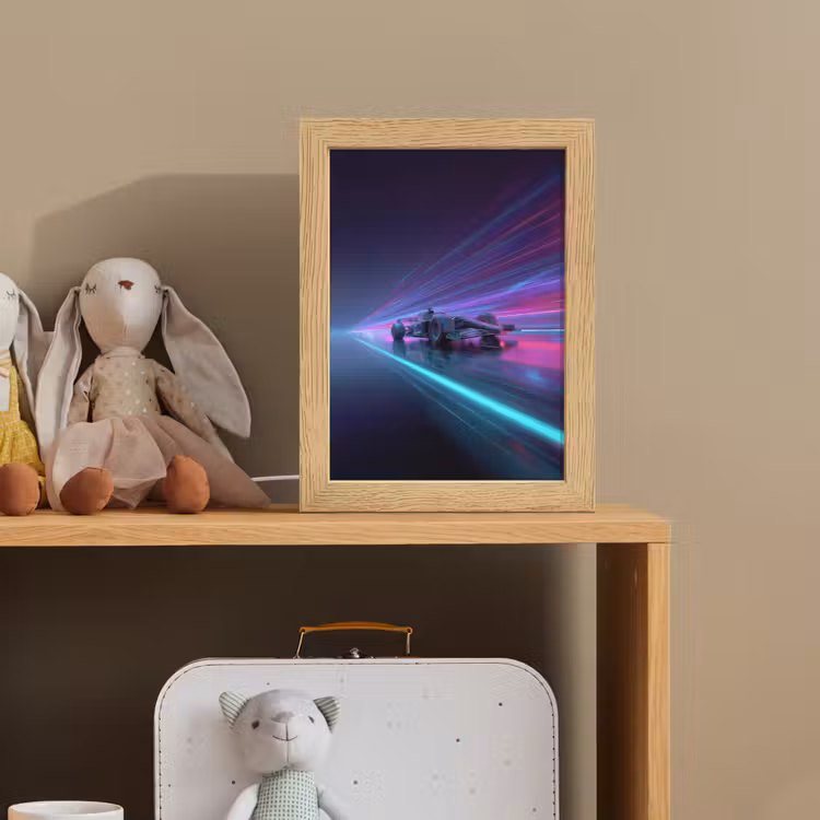 Racewagen - Neon - Snelheid - Paars Light Box met kabel klein -sfeer2_kind