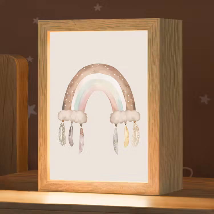 Regenboog - Bohemian - Boho - Pastel kleuren Light Box met kabel klein -zzz_3d_website