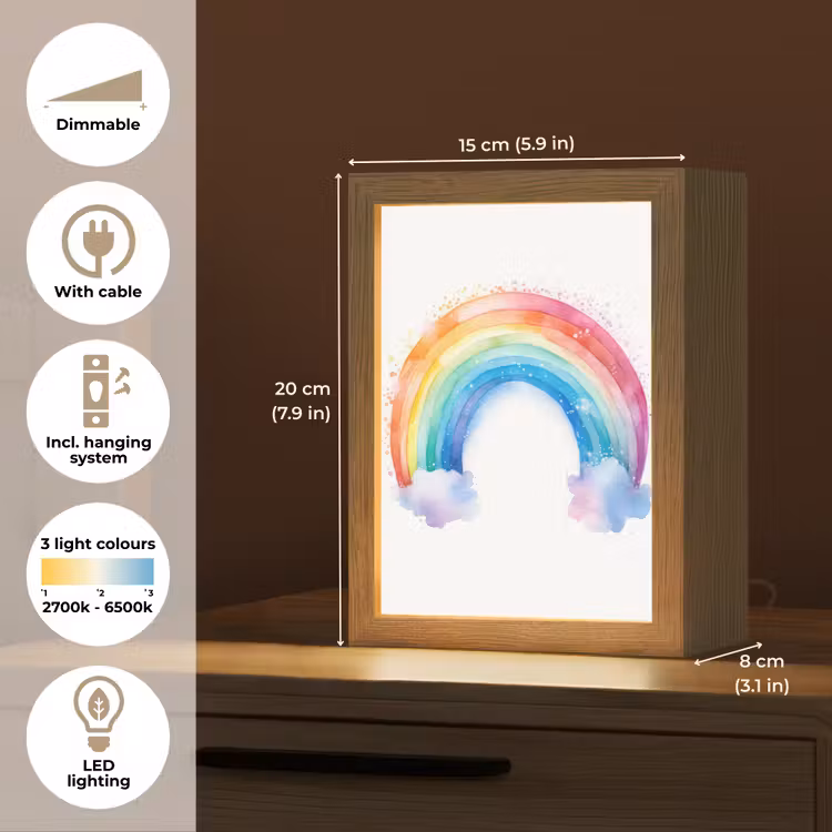 Regenboog - Kinderen - Meisje Light Box met kabel (Kinderlampje) klein -USP_EN
