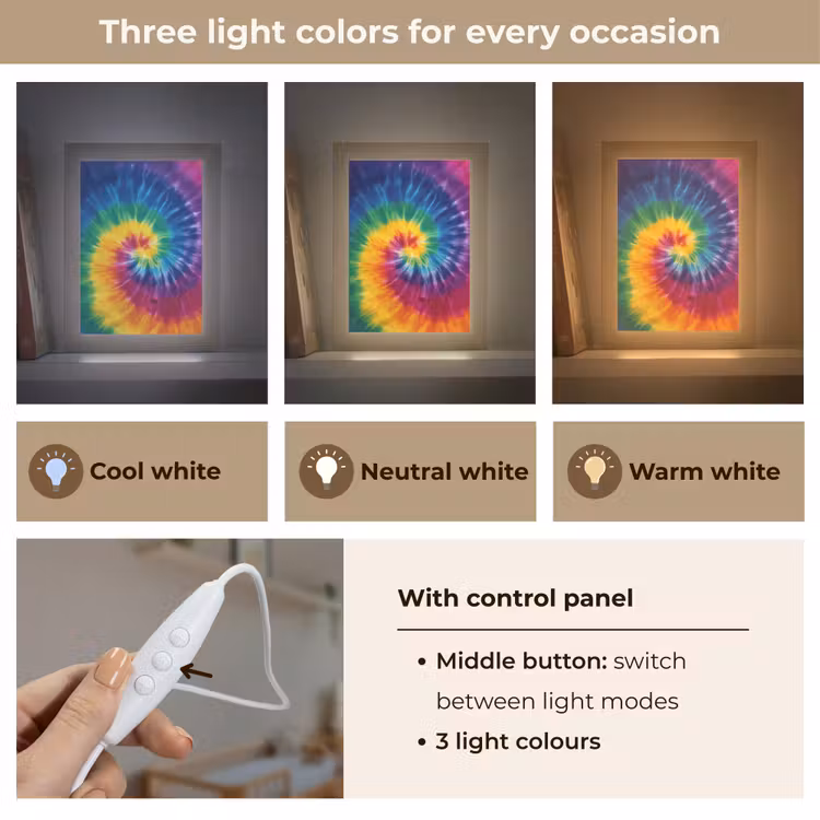 Regenboogkleuren - Spiraal - Kleurrijk Light Box met kabel (Kinderlampje) klein -USP_lichtkleurEN